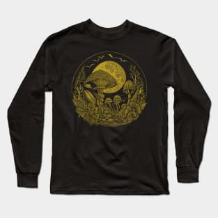 Cottagecore Moon, Mushrooms, Plants and Trees Long Sleeve T-Shirt